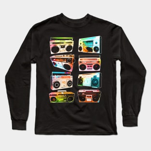 Colorful Pop Art Boomboxes Long Sleeve T-Shirt